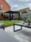 Landscaped back garden with pergola