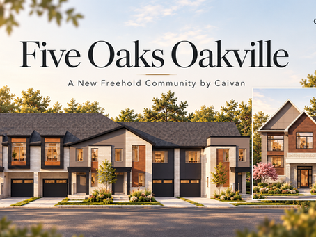 Five Oaks Oakville by Caivan featuring new freehold townhomes and detached homes in north Oakville.