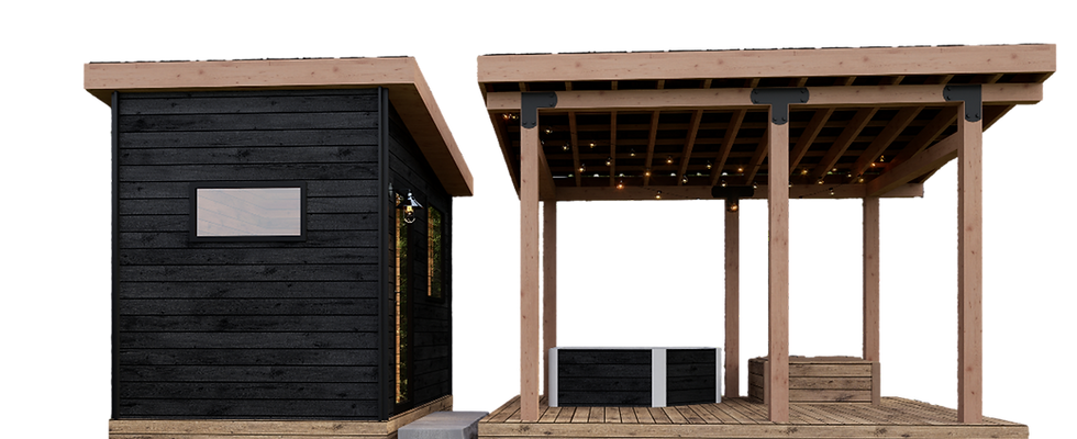 Backyard Spa with sauna change room hot tub and cold plunge in Ontario