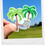 Thumbnail: Vacation sticker of a hammock hung between two green and brown palm trees. It is a watercolor painted hammock and trees.