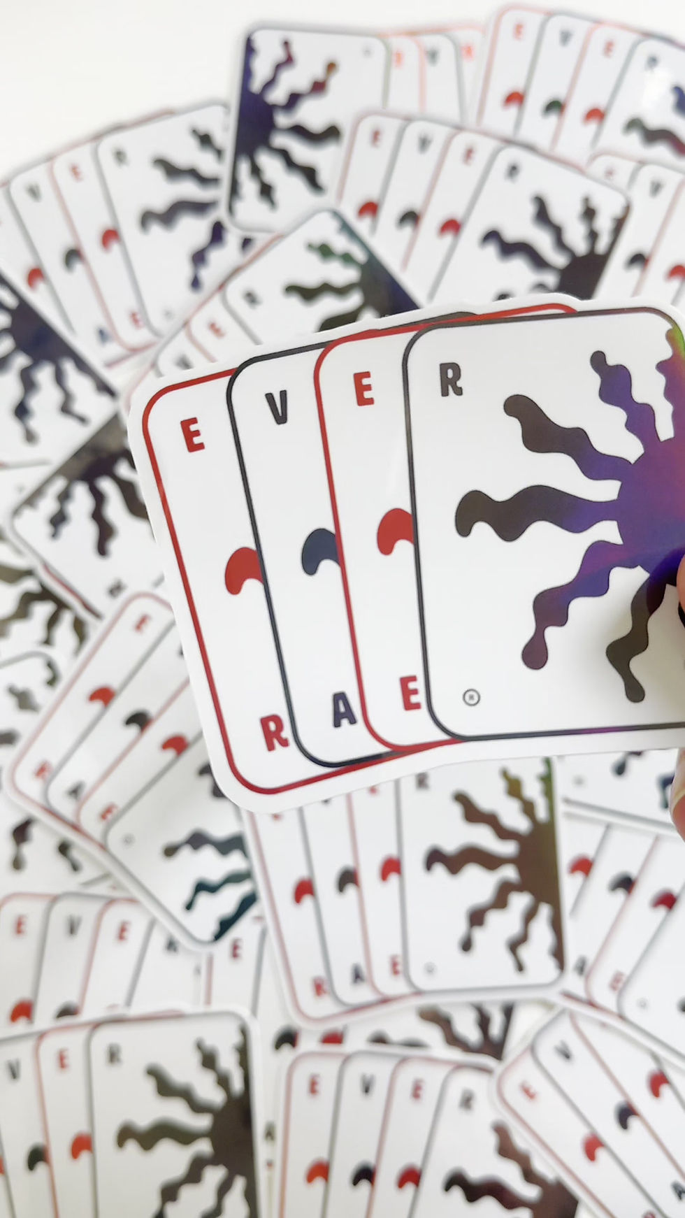 Thumbnail: POV point of view video showing the creation a good product shot of a deck of cards sticker surrounded by other card stickers