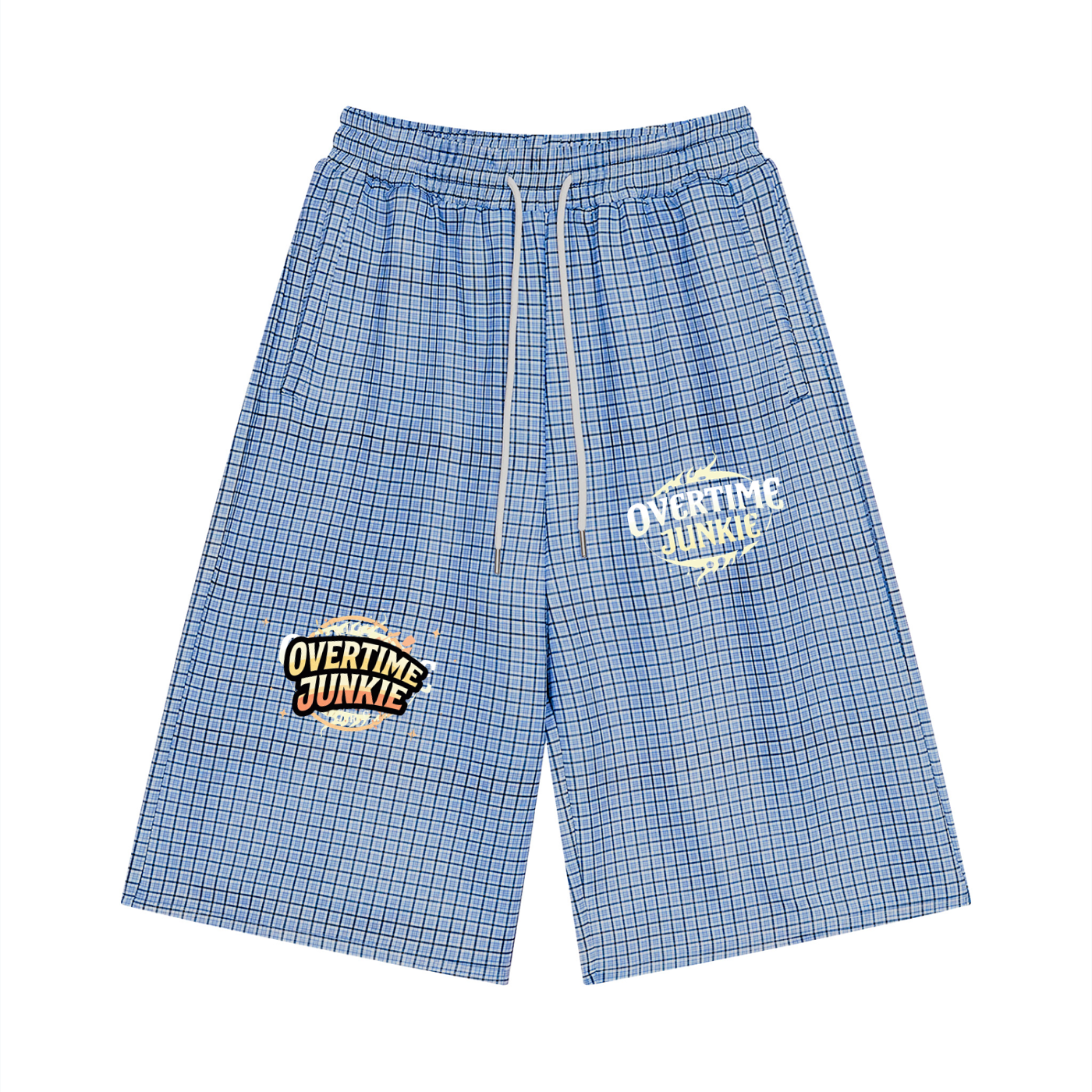 Unisex Plaid Drawstring Shorts