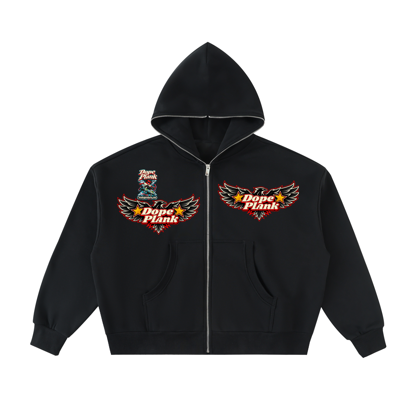Fleeced Full-Zip Boxy Hoodie