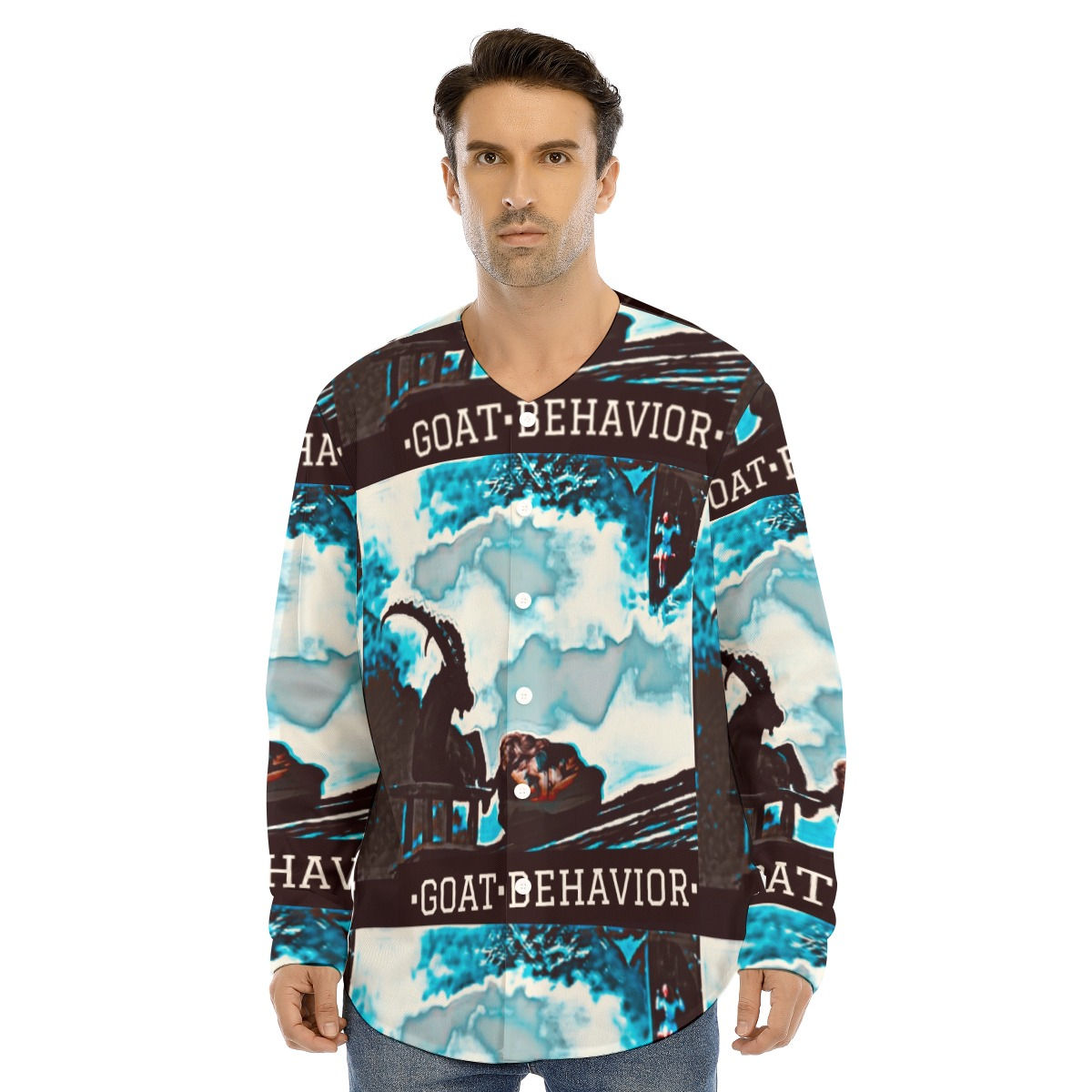 GOAT 1 Men's Long Sleeve Basketball Jersery With Button Closure