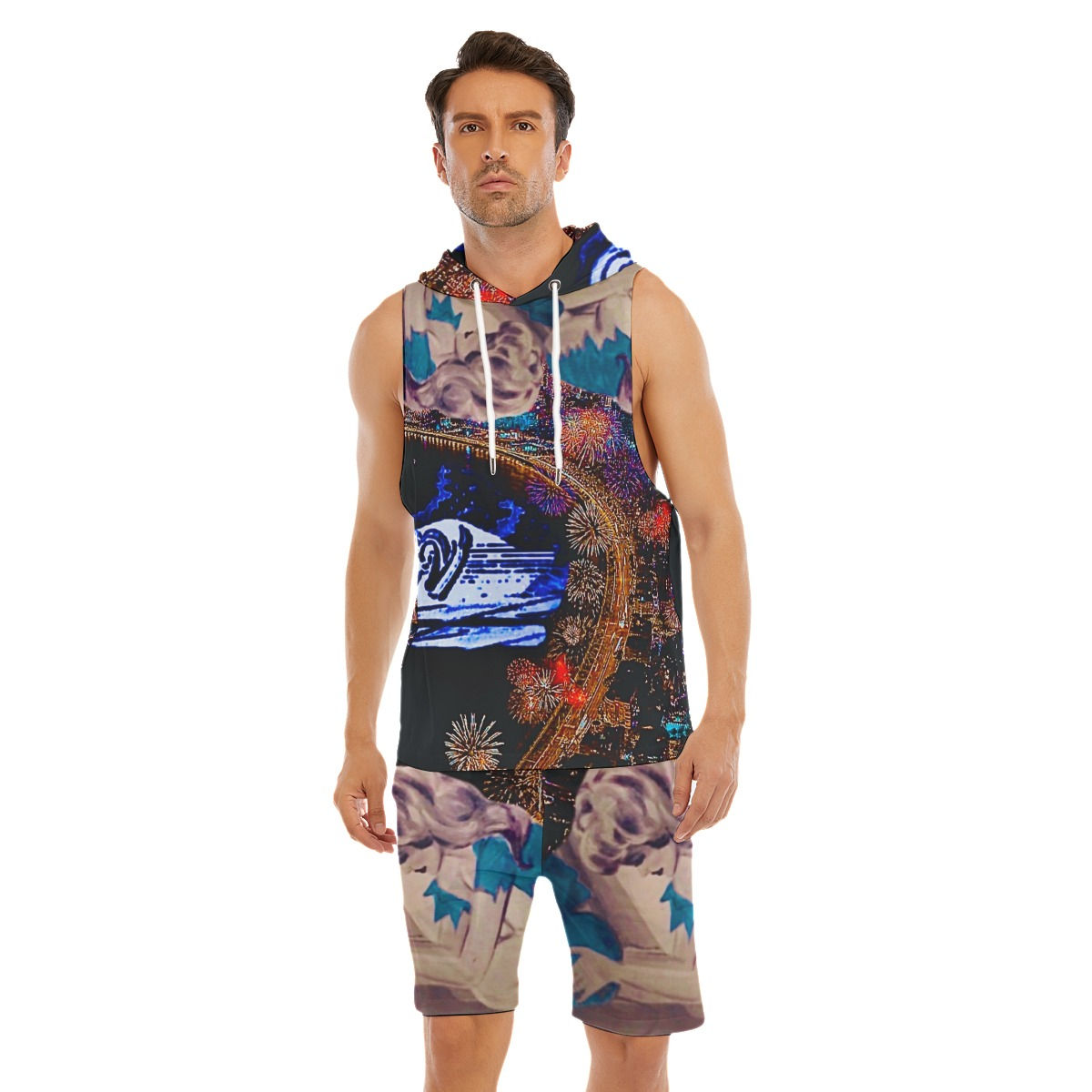 NIGHT/OUT GV- Men's Sleeveless Vest And Shorts Set