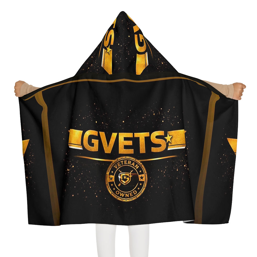 Thumbnail: GVETS Youth Hooded Towel – Veteran-Owned Beach & Swim Wrap with Gold Emblem