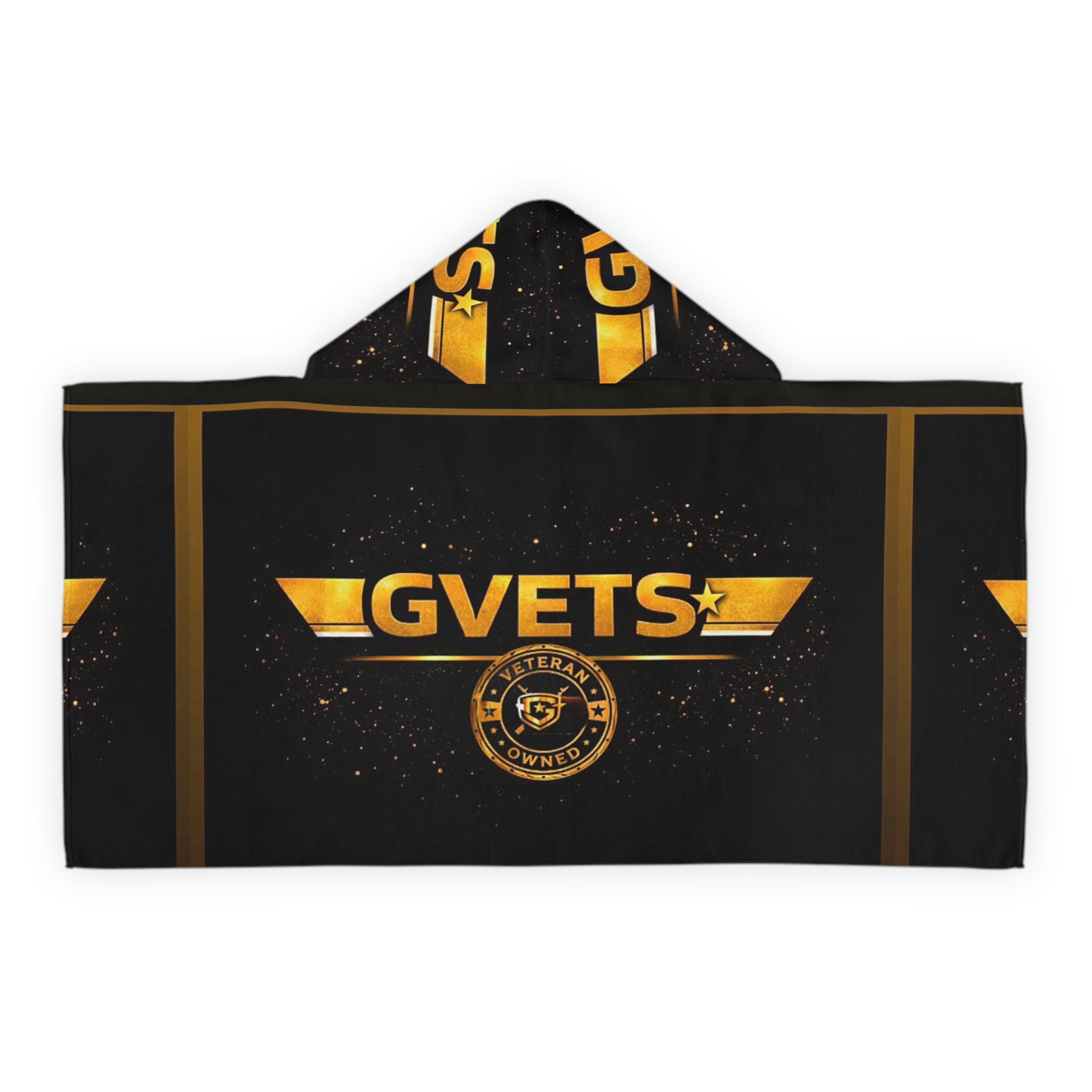 GVETS Youth Hooded Towel – Veteran-Owned Beach & Swim Wrap with Gold Emblem