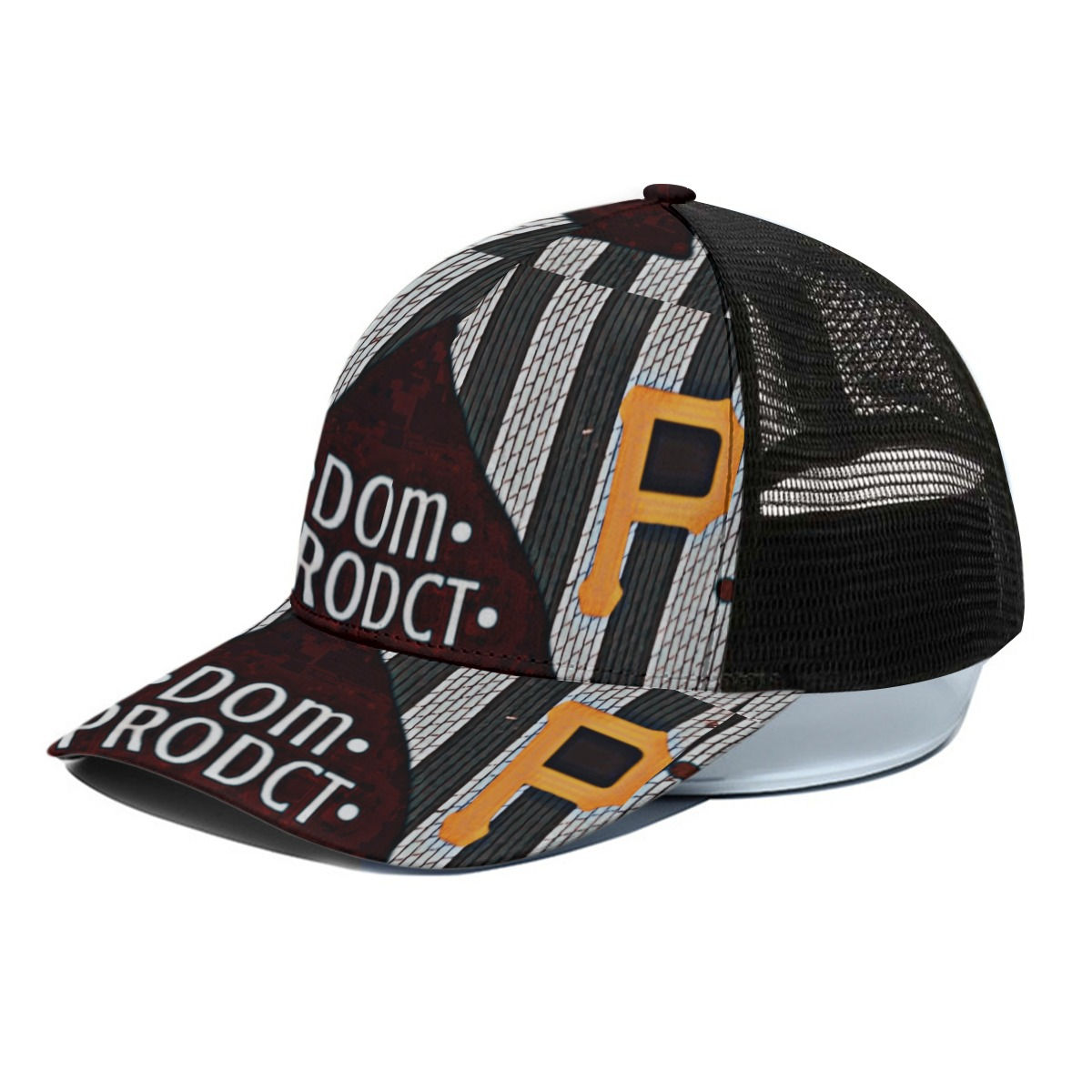 dp- Unisex Trucker Hat With Black Half-mesh