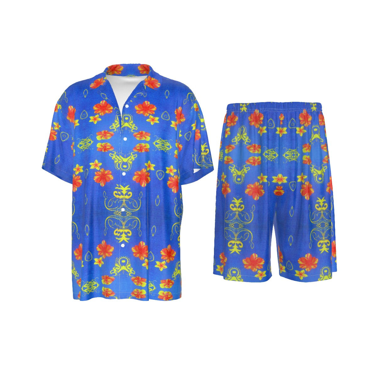 Waii Men's Imitation Silk Shirt Suit