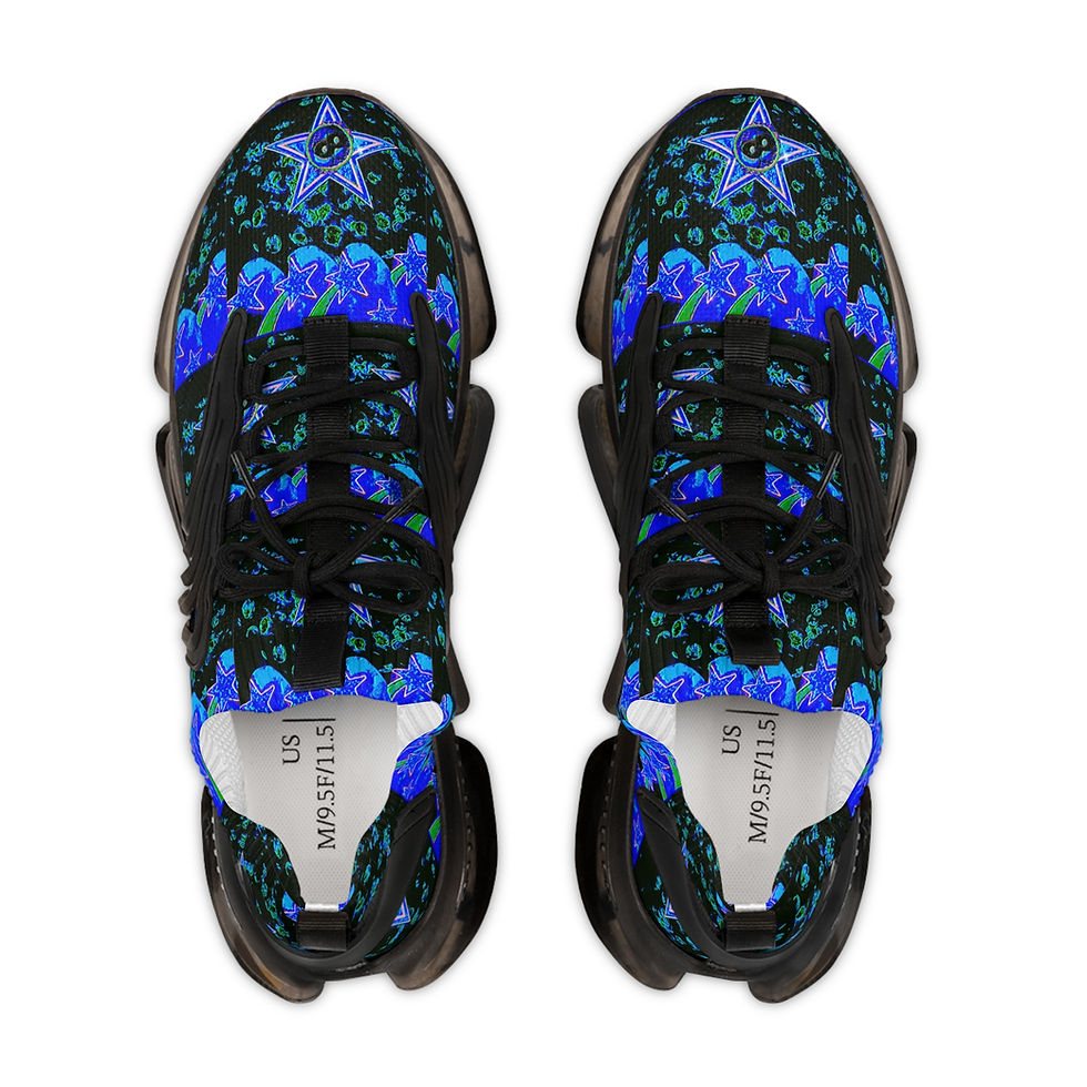 Thumbnail: Men's Blue Star Mesh Sneakers — Abstract Galaxy Athletic Shoes