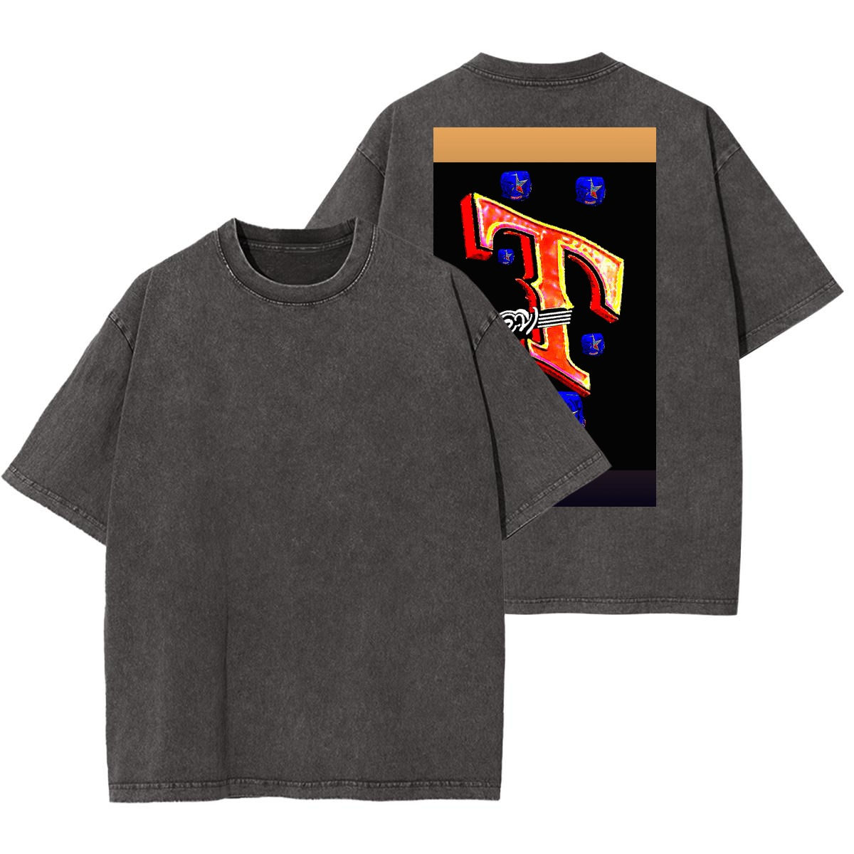 Unisex Heavyweight Washed T-shirt Printed in USA|250GSM Cotton DTF Back