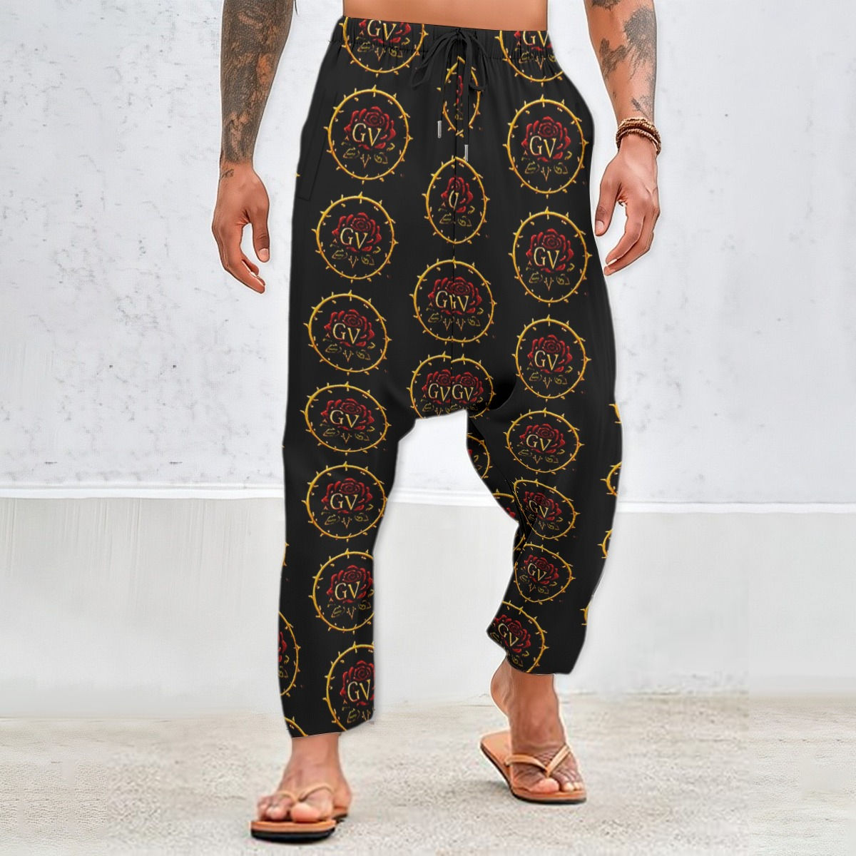All-Over Print Men’s Harem Pants|245GSM Cotton