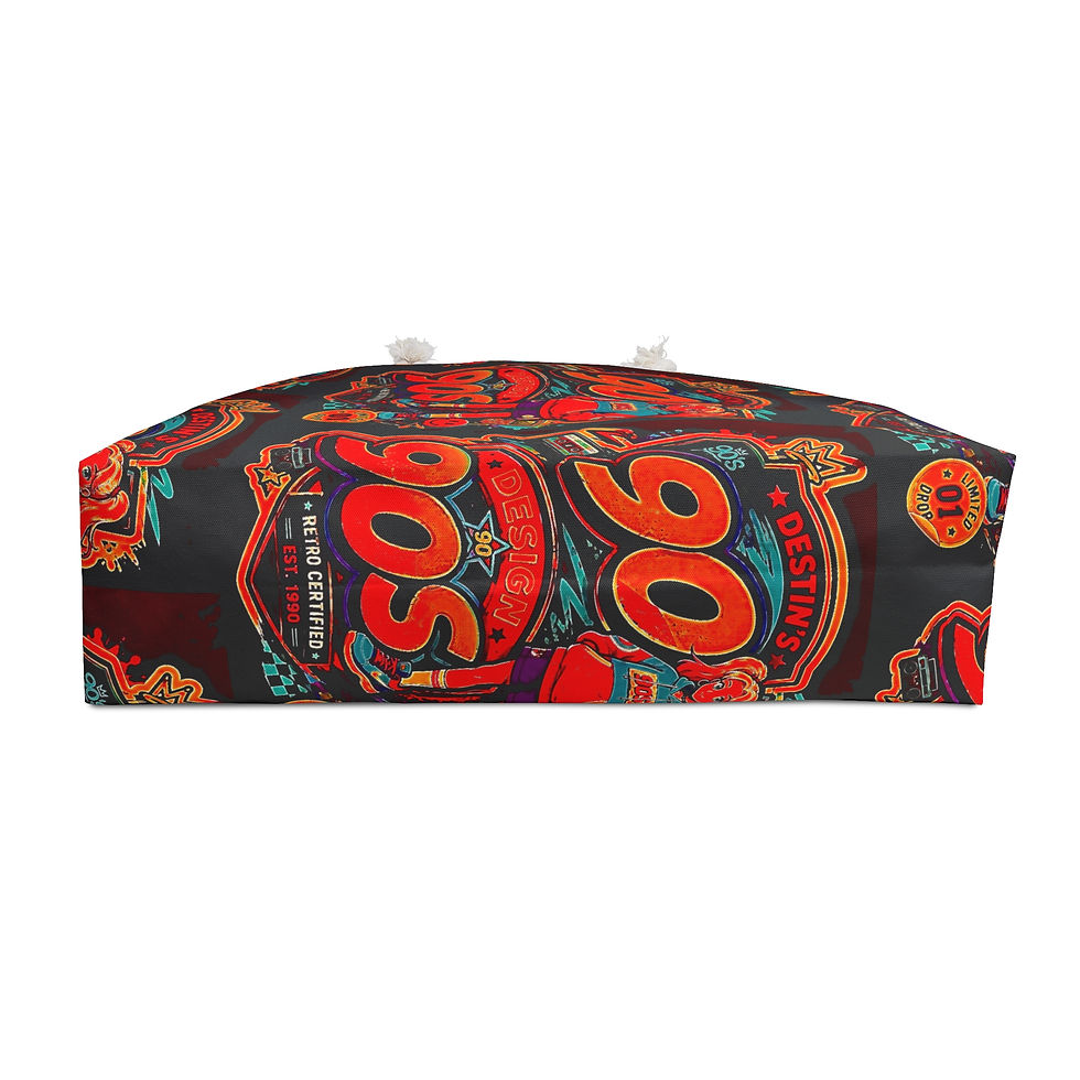 Thumbnail: 90s Retro Weekender Bag – Vintage Neon Music Festival Travel Tote