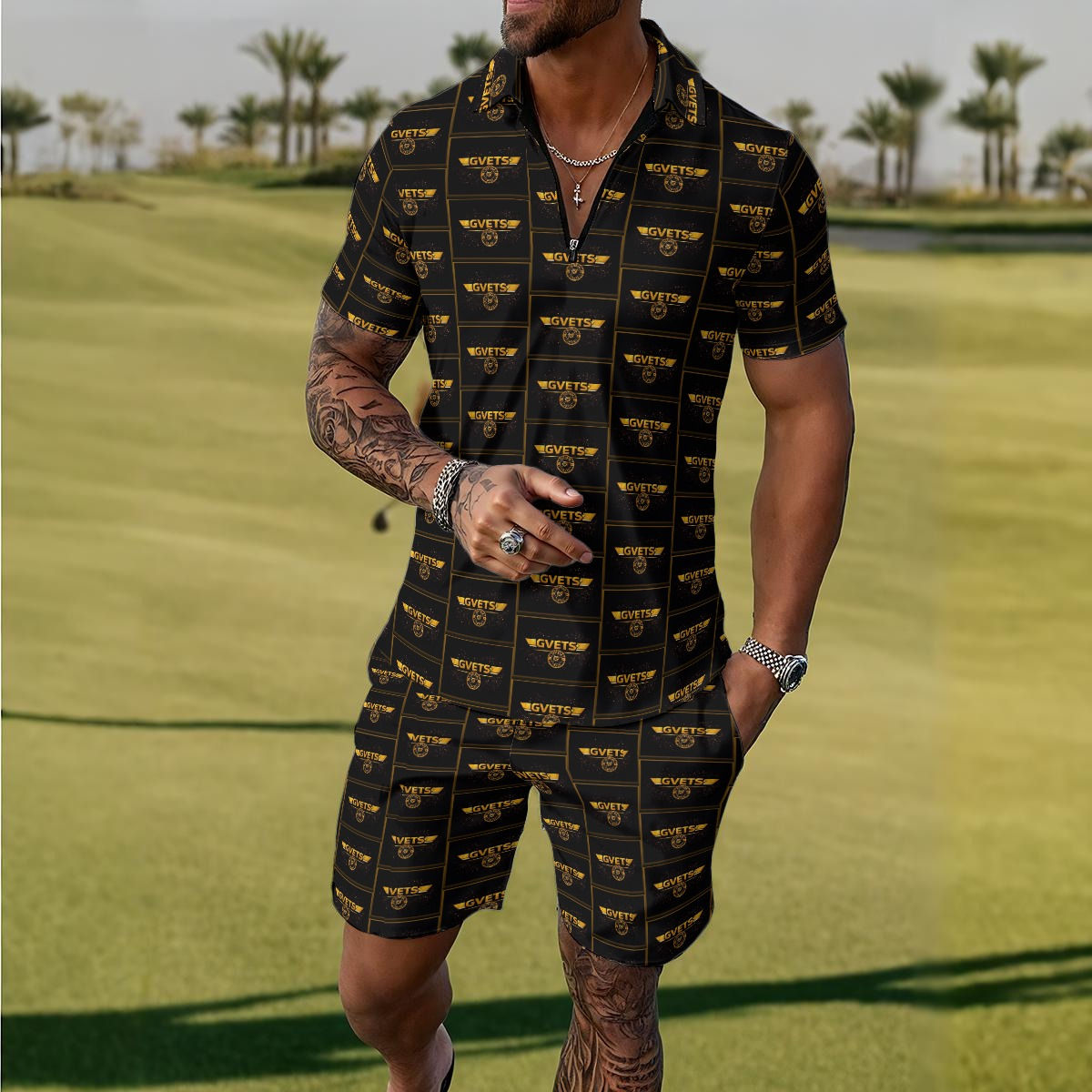 All-Over Print Men's Polo Sportswear Set