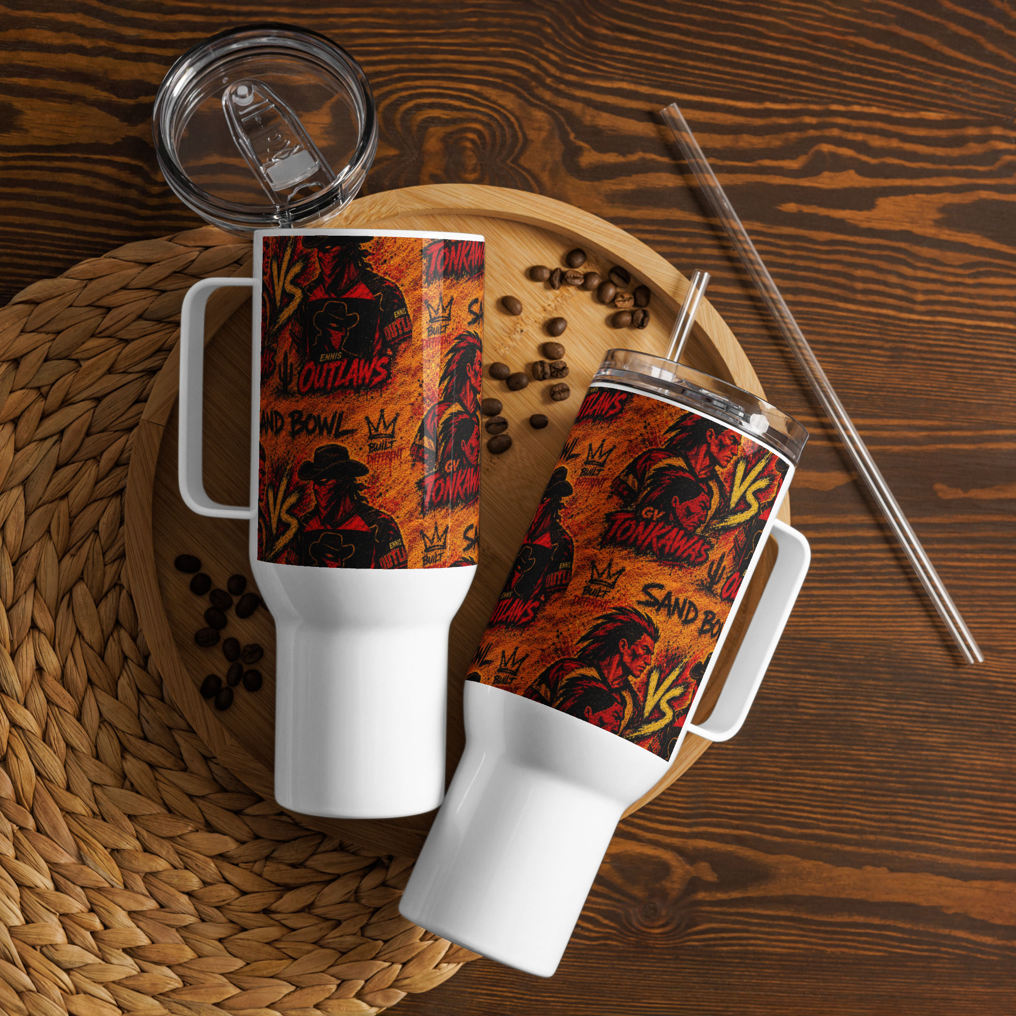 Travel mug with a handle