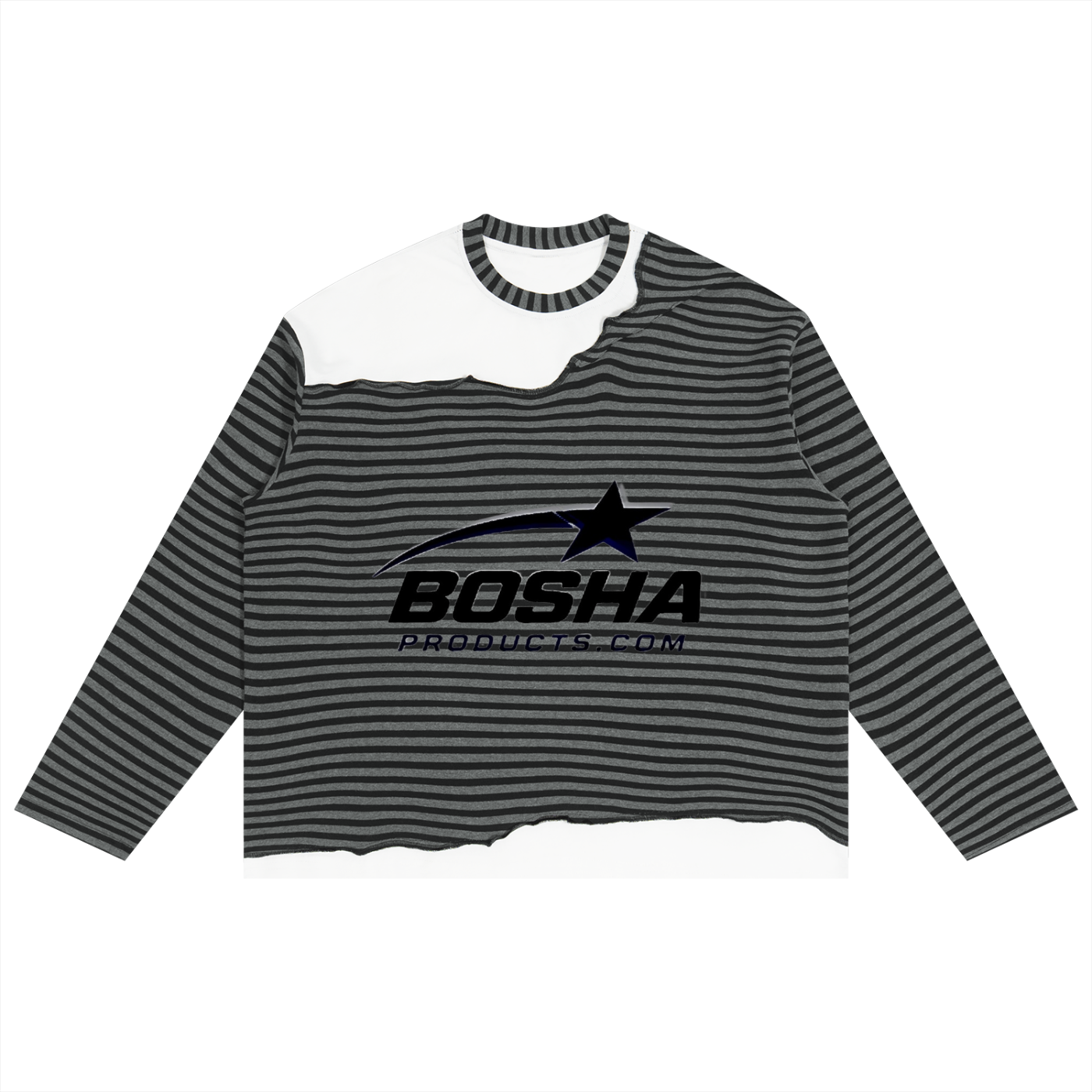 Unisex Striped Panel Boxy Long Sleeve T-Shirt