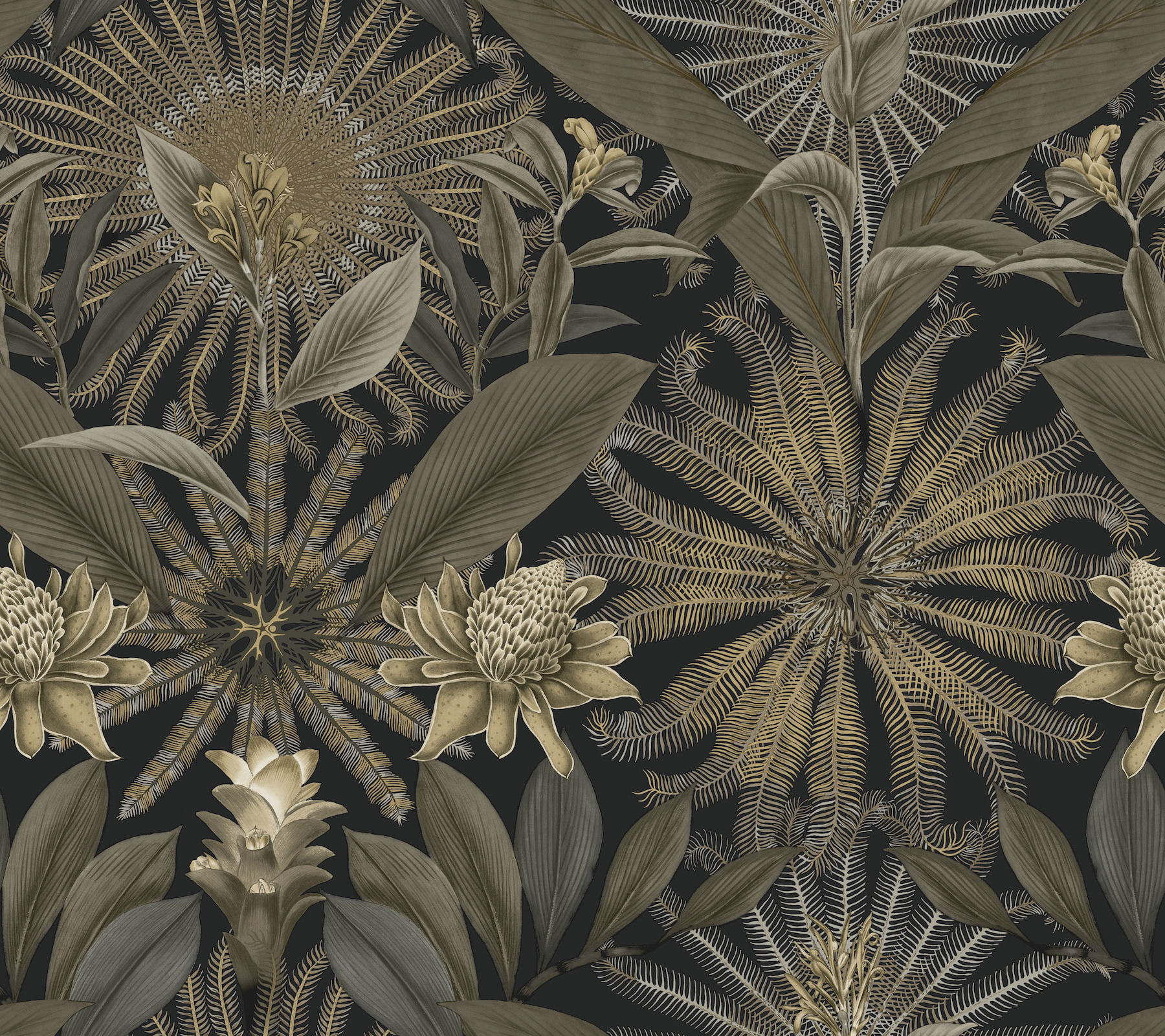 Enchanted Garden Wallpaper – Chocolate Tropical