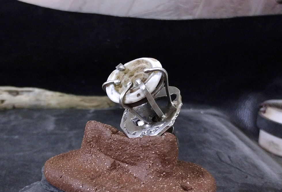 Conus. Currency antique conus shell, shibuichi, sterling ring