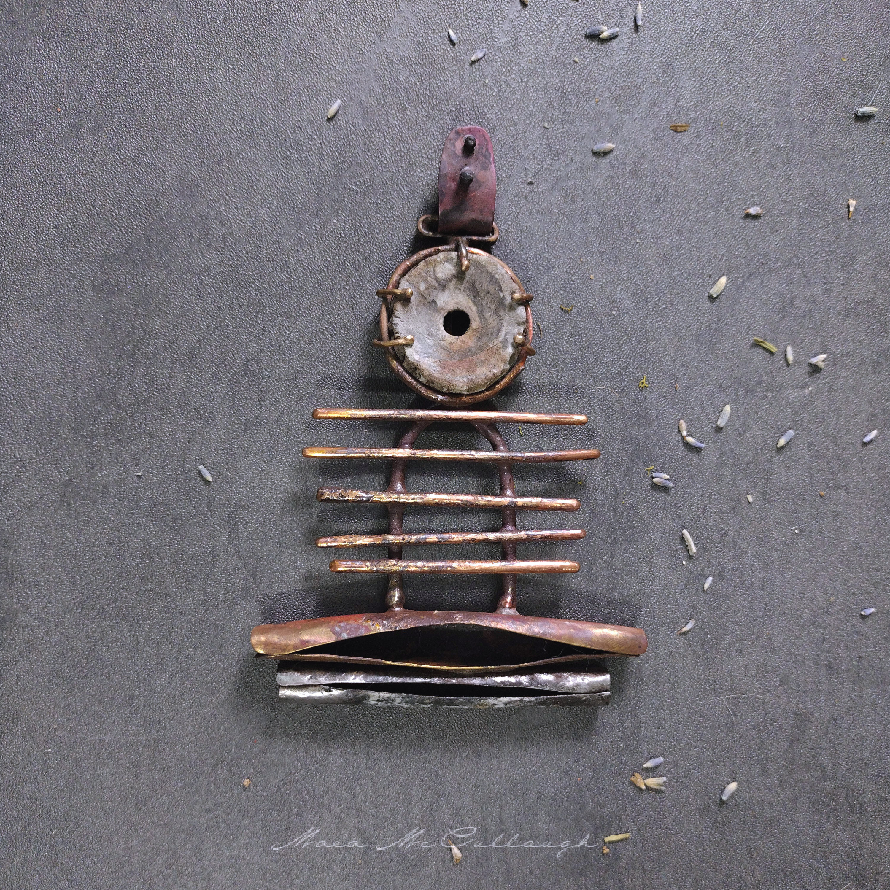 Ritual. Steel, copper, stoneware large focal.