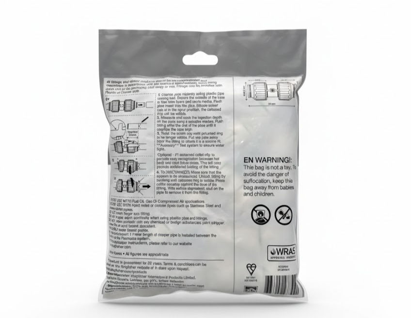 Thumbnail: Flomasta 15mm push fit straight connector used in plumbing system