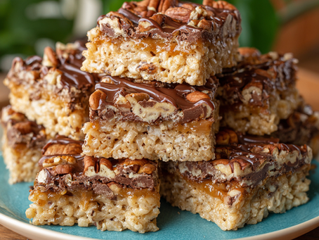 Turtle Rice Krispies Treats – A Decadent Take on a Beloved Classic with Gooey Caramel, Chocolate, and Pecans