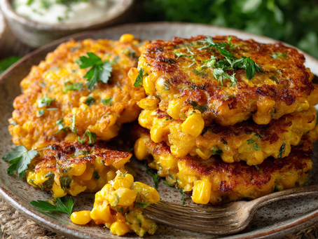 Corn Fritters Golden and Crispy From the Frying Pan With Sweet Kernels in Every Bite