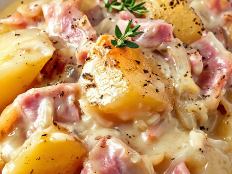 Crock-Pot Creamy Ham And Potatoes With Tender Potato Chunks, Velvety Sauce, And Cozy Slow-Cooked Comfort