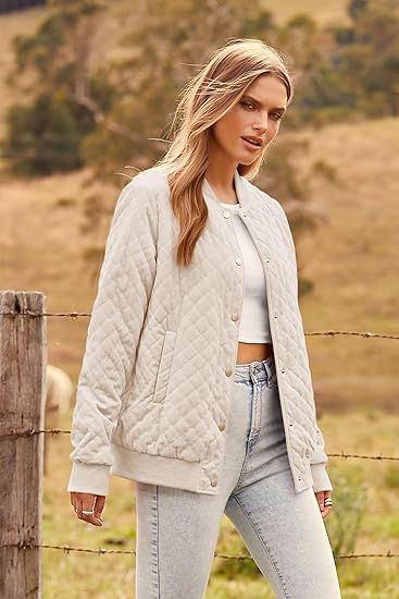 Thumbnail: Womens Fall Quilted Bomber Jacket