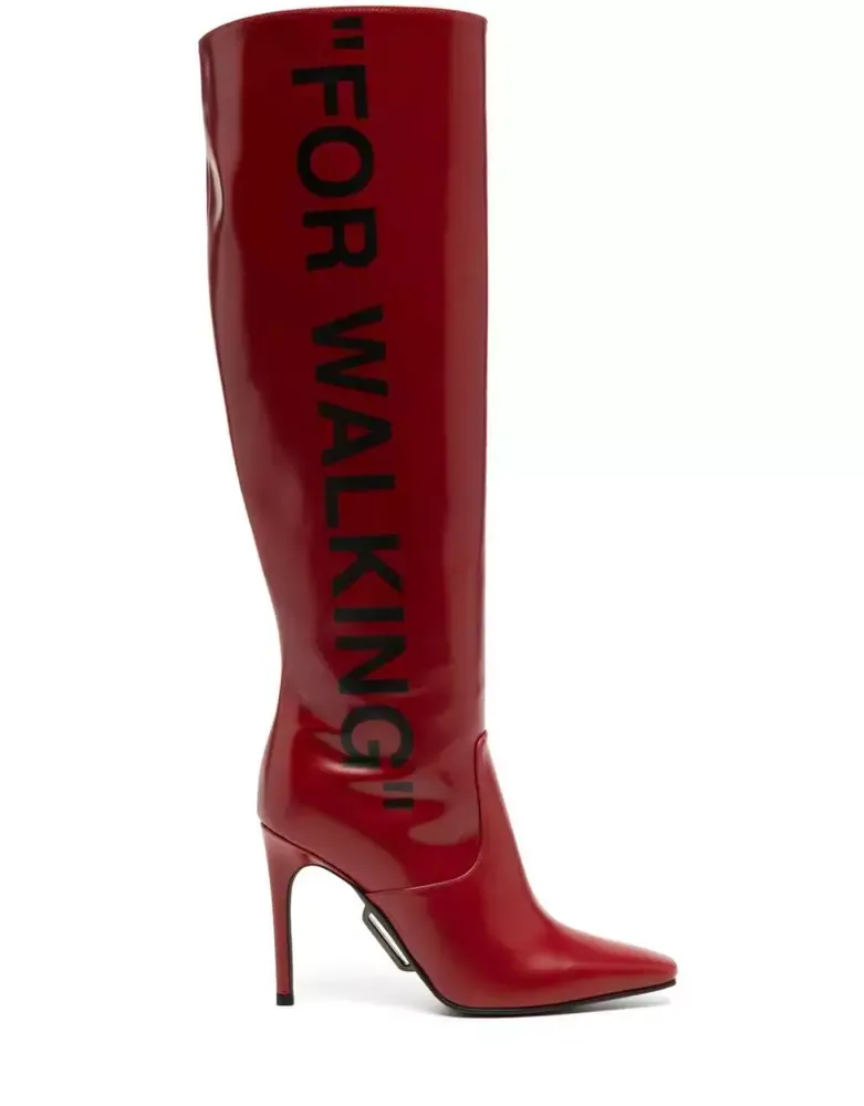 Off White Red Leather Boot MODEFACE