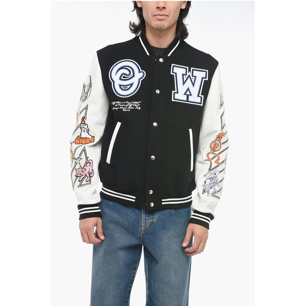 Off-White CHICAGO BULLS Varsity Bomber with Patchwork Off-White CHICAGO BULLS Varsity Bomber with Patchwork