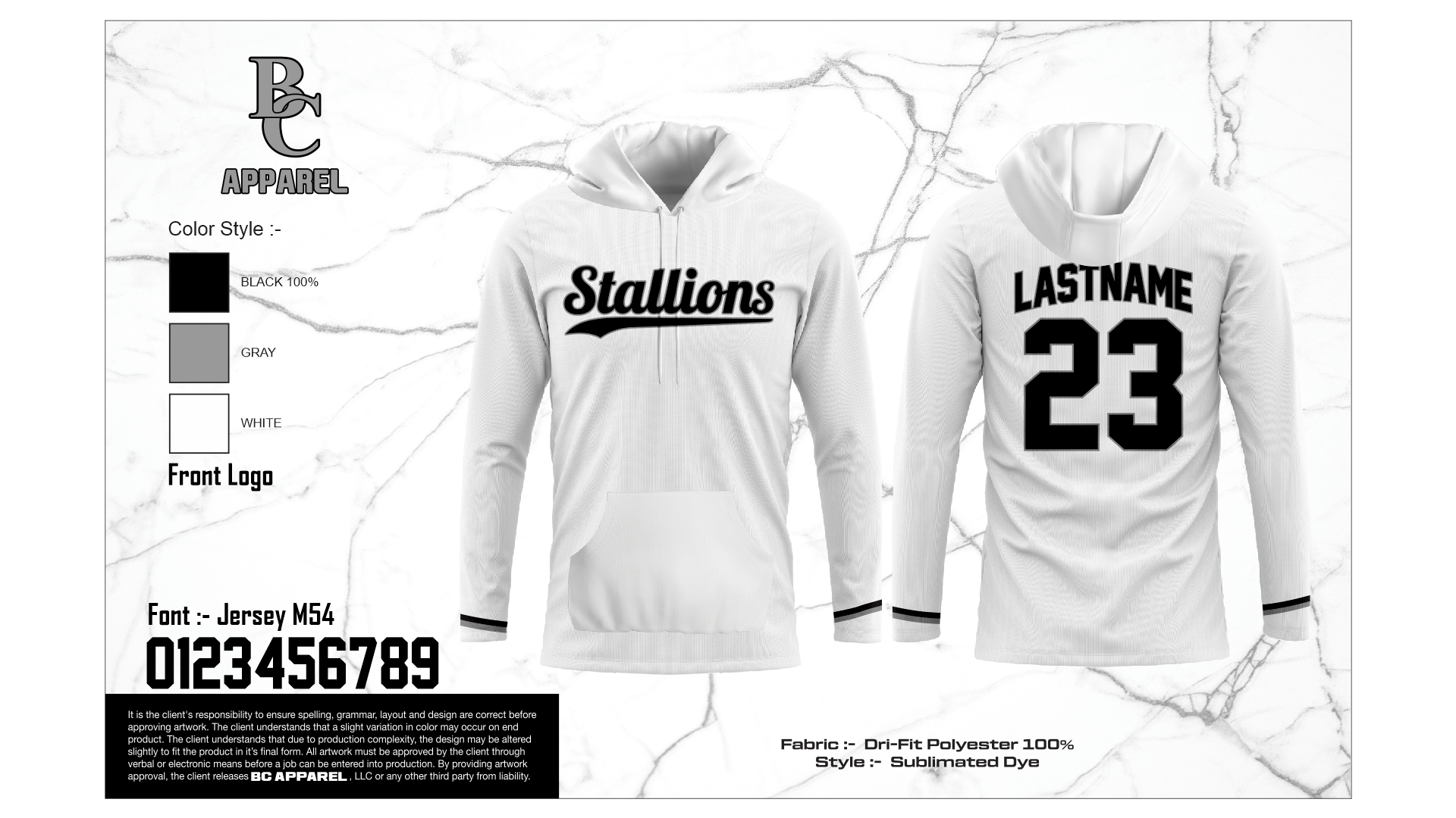 Stallions Baseball White Hooded