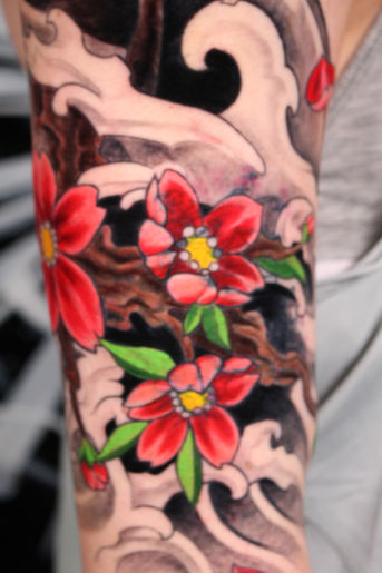 Japanese spirited away tattoo sleeve done at monstera ink tattoo studio in essex