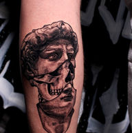 head and skull blend tattoo done at monstera ink tattoo studio in romford,