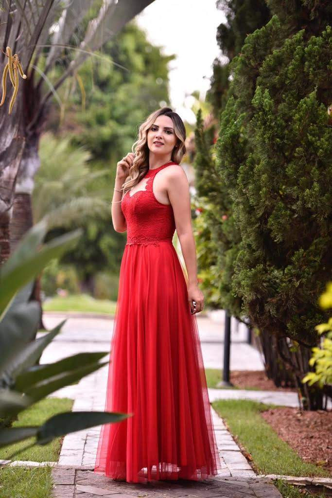 Miniatura: Vestido festa guipir cint tule