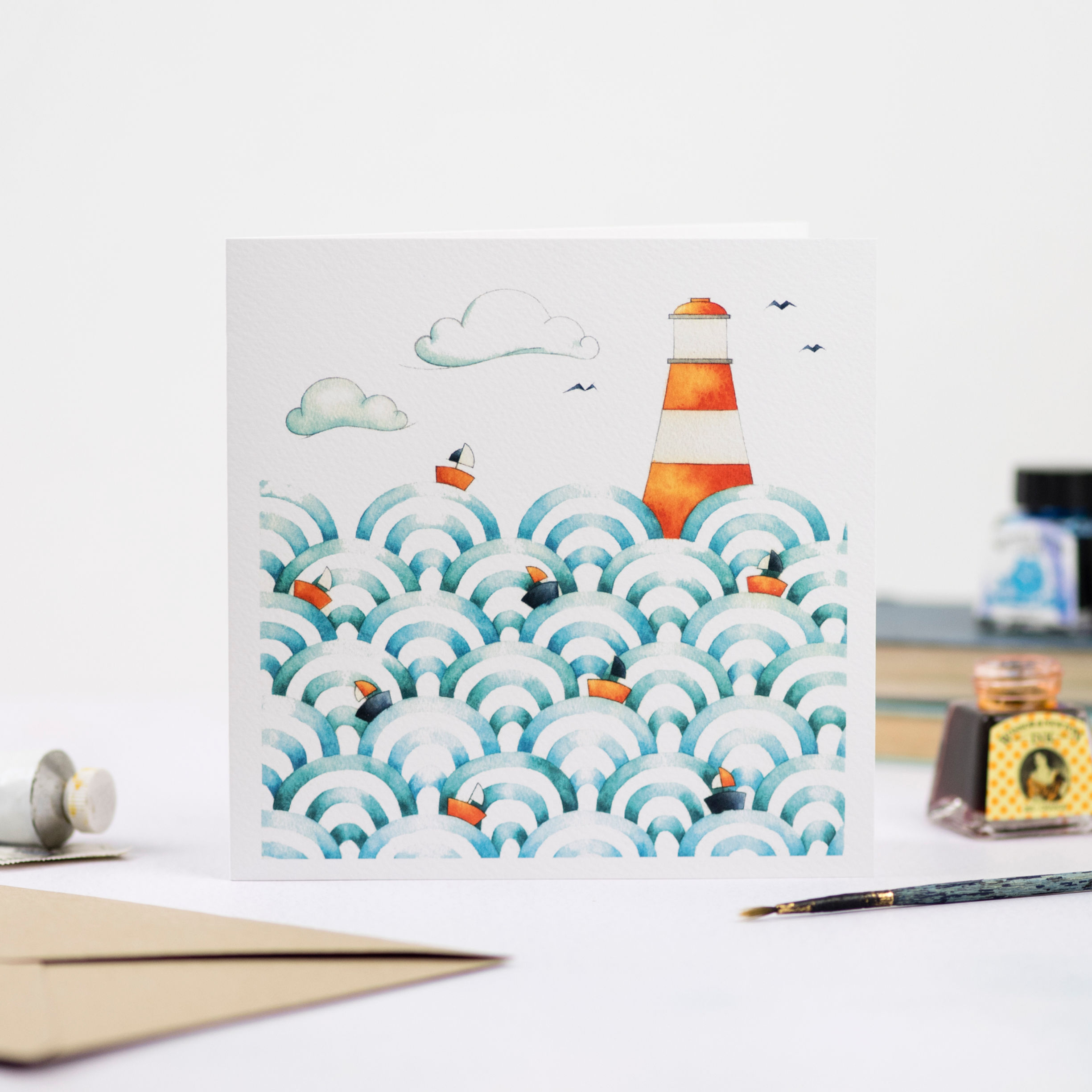 Lighthouse and little boats