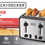 縮圖：BLACK+DECKER 4-Slice Toaster, Black and Silver with Extra-Wide Slots