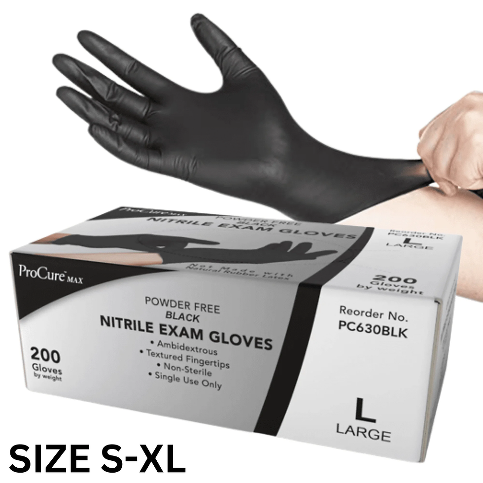 Disposable Black Nitrile Gloves 200 Count - Heavy Duty 4Mil, Powder Free, Rubber