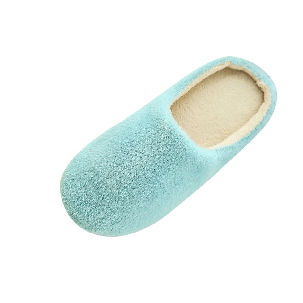 Winter Warm Slippers, Comfy Solid Faux Fur House Shoes Scuff Memory Foam Slip on