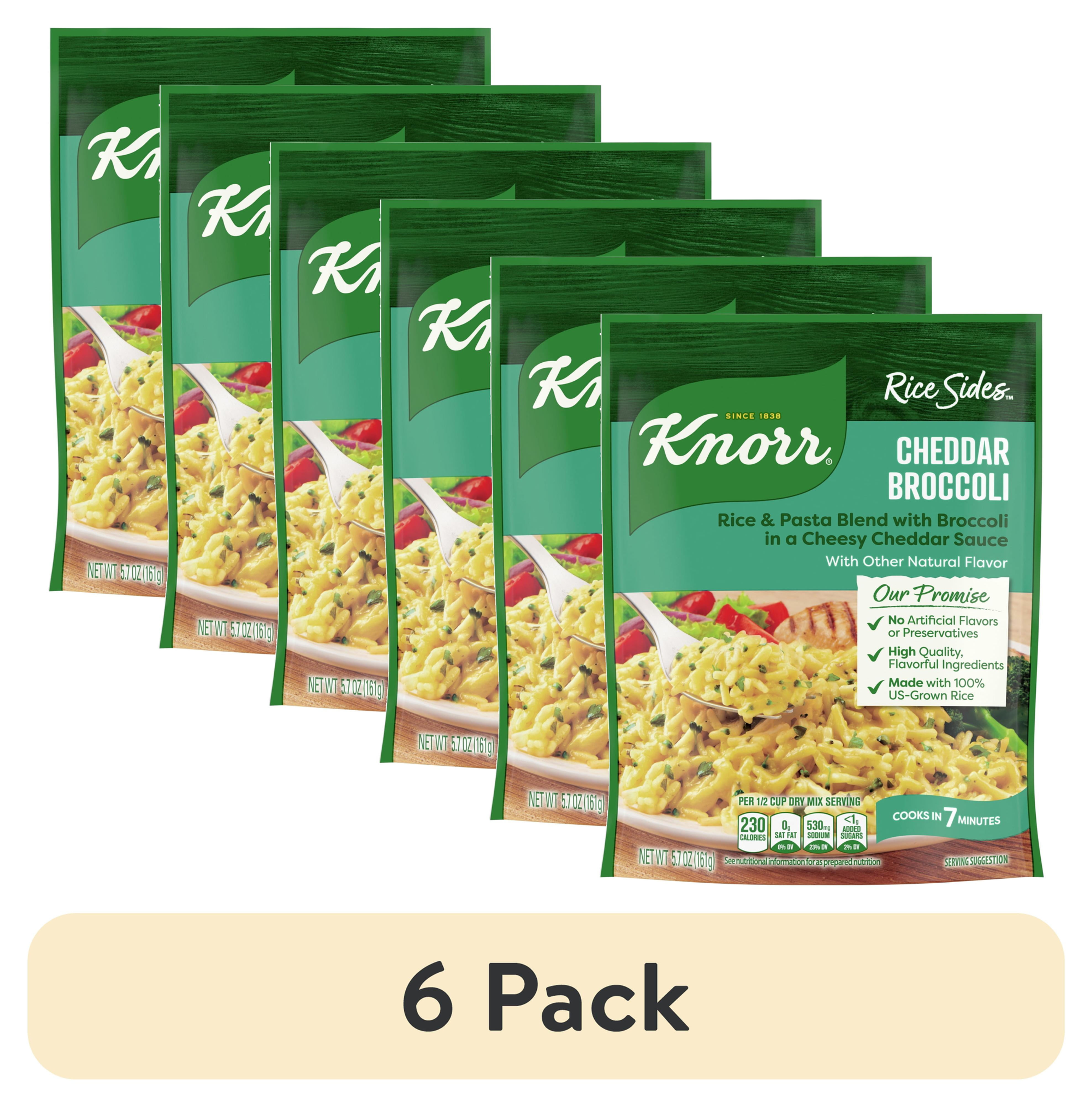 (6 Pack) Knorr No Artificial Flavors Cheddar Broccoli Parboiled Instant Rice, 5.