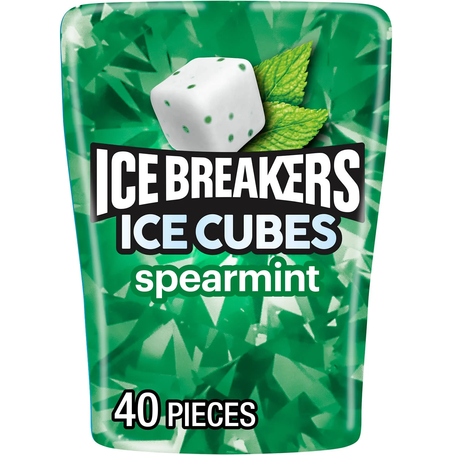 Ice Breakers Ice Cubes Spearmint Sugar Free Chewing Gum, Bottle 3.24 Oz, 40 Piec