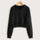 Miniaturbild: Draw String Zip Up Cropped Hoodies For Teen Girls Black White Gray Hooded Sweats