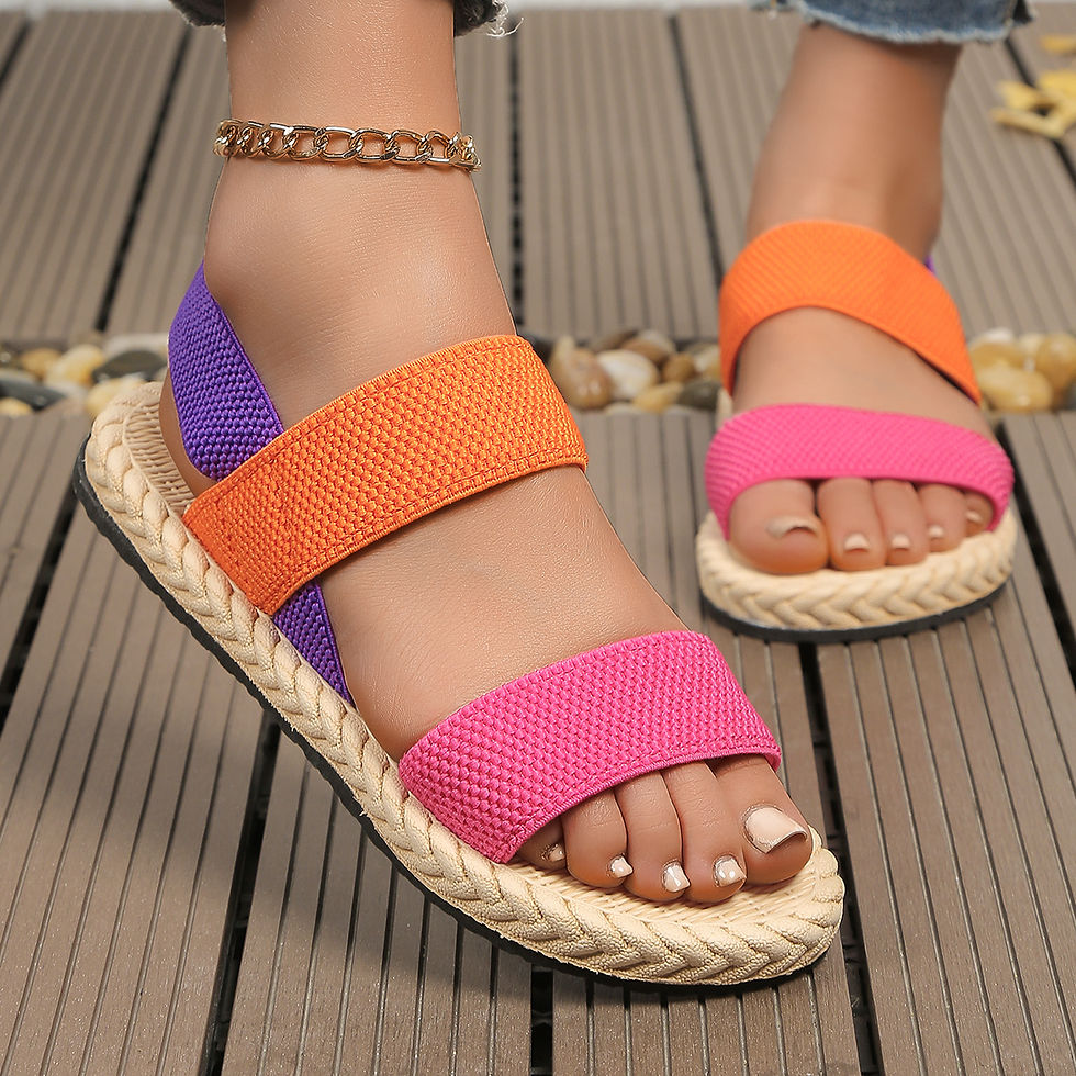 Women's fashion trend anti-slip wear-resistant multi-color matching elastic flat