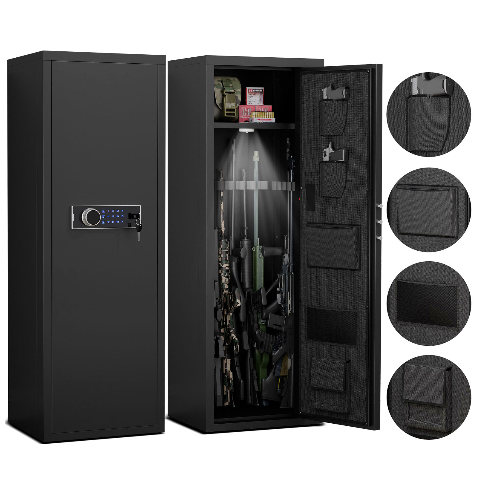 Kavey Large Size 5-8 Gun Cabinet with Electronic Password Keypad Lock,Unassemble