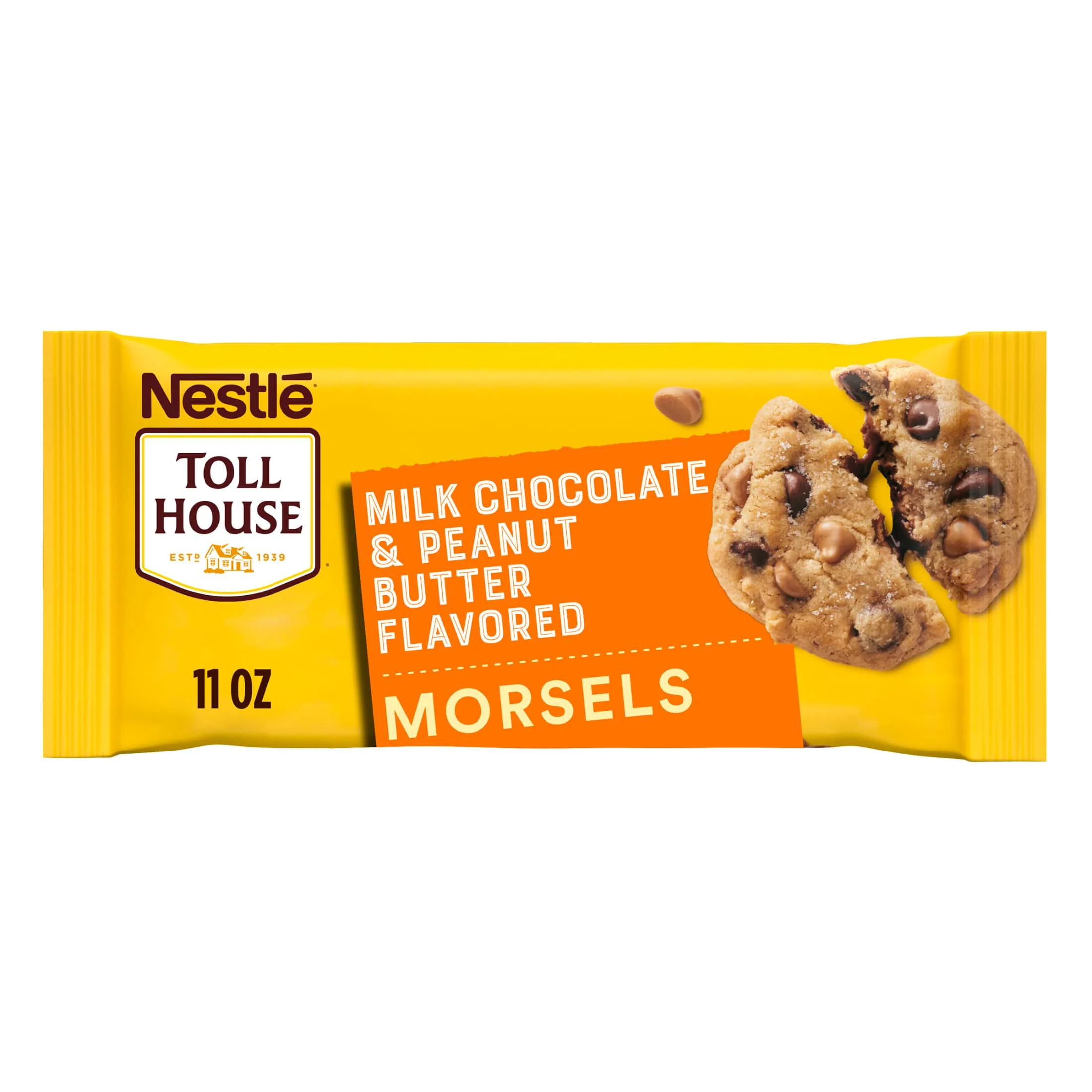 Nestle Toll House Milk Chocolate and Peanut Butter Baking Chips. 1 Bag, 11 Oz