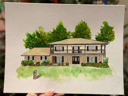 Watercolor House Portrait | Dahema Design