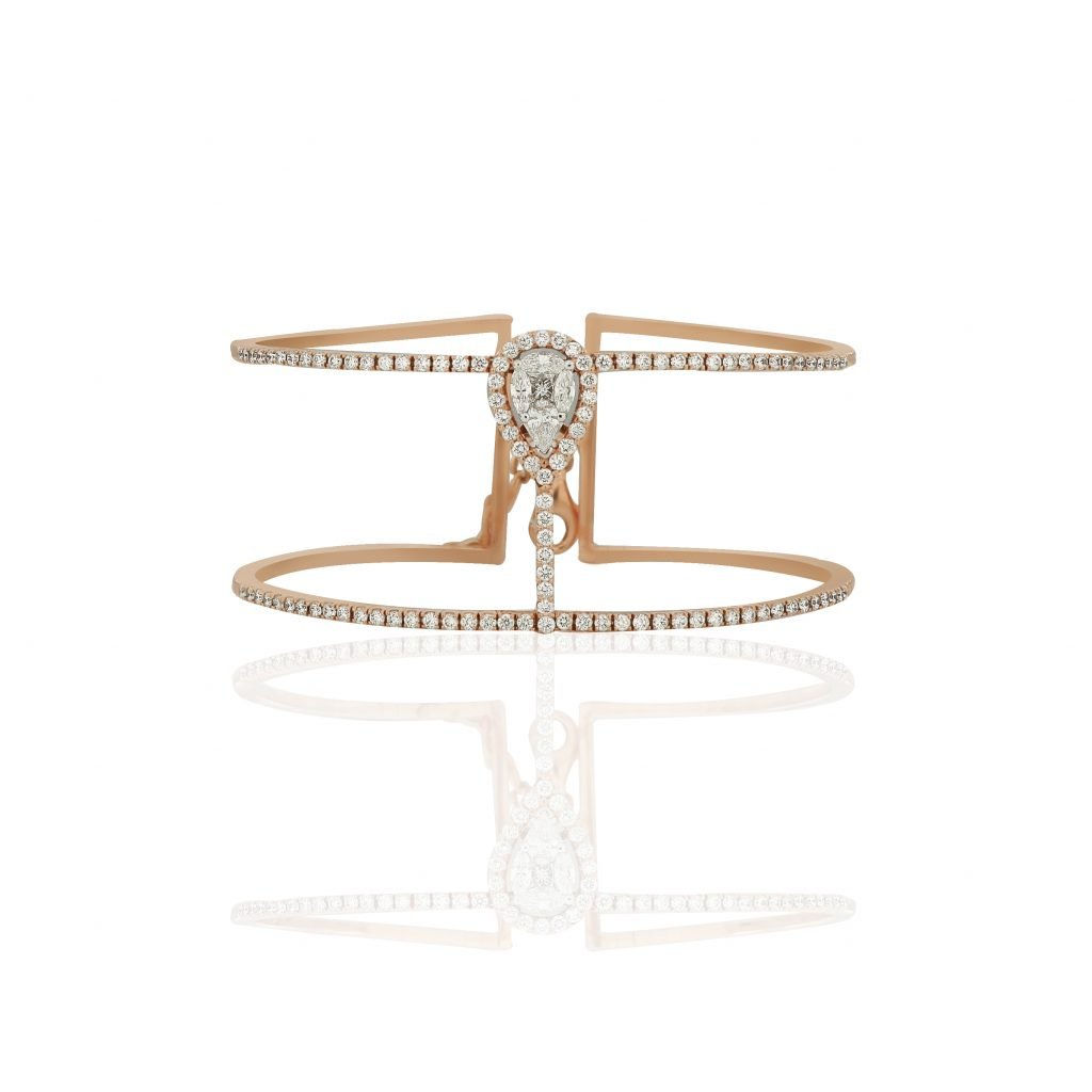 Rose Gold Bangle with Multi-Cut Diamond