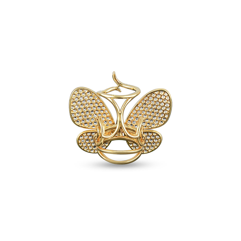 Thumbnail: Yellow Gold Butterfly Ring with Diamonds