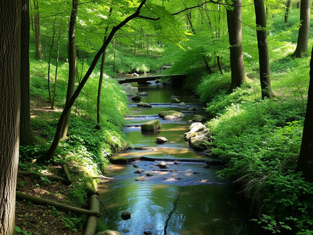 un ruisseau dans une forêt