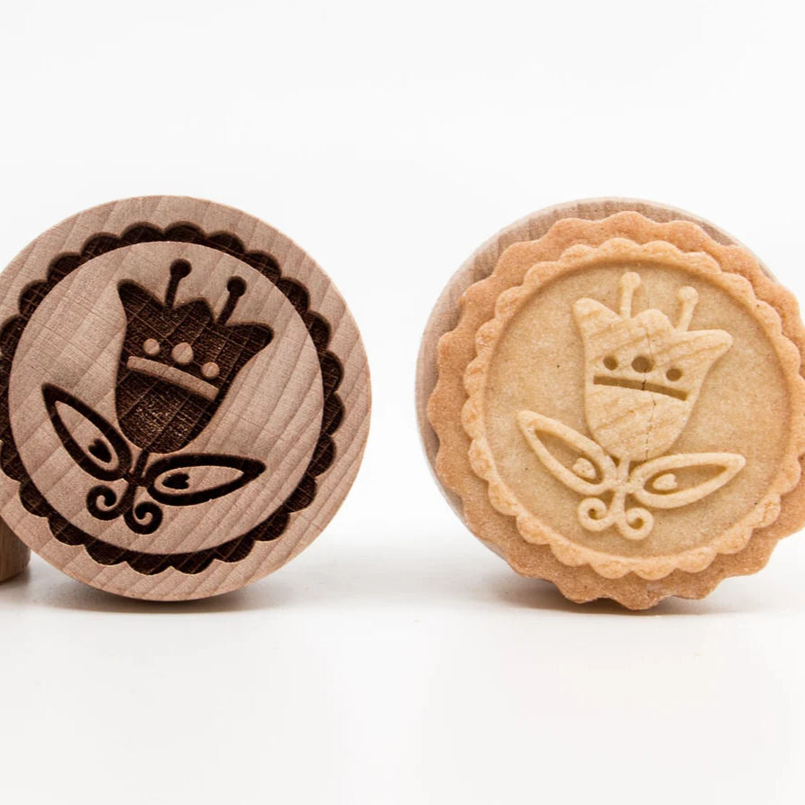 Thumbnail: WSTP - 087 Wooden Folk Dutch Tulip Flower Cookie Stamp
