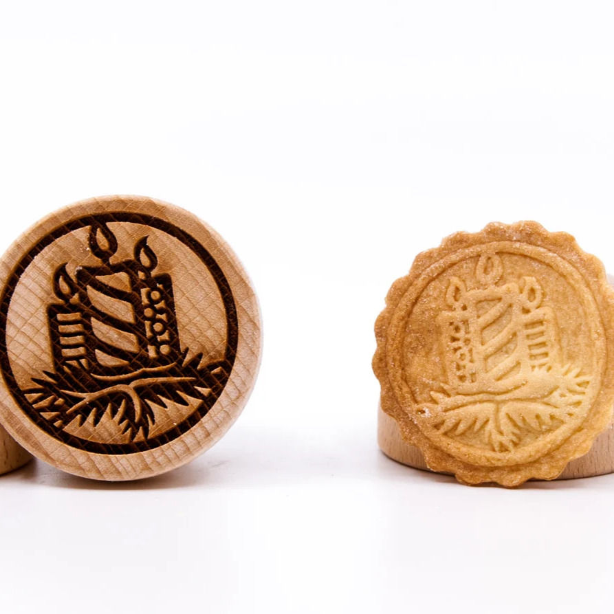 Thumbnail: WSTP - 016 Wooden Christmas Candles Cookie Stamp